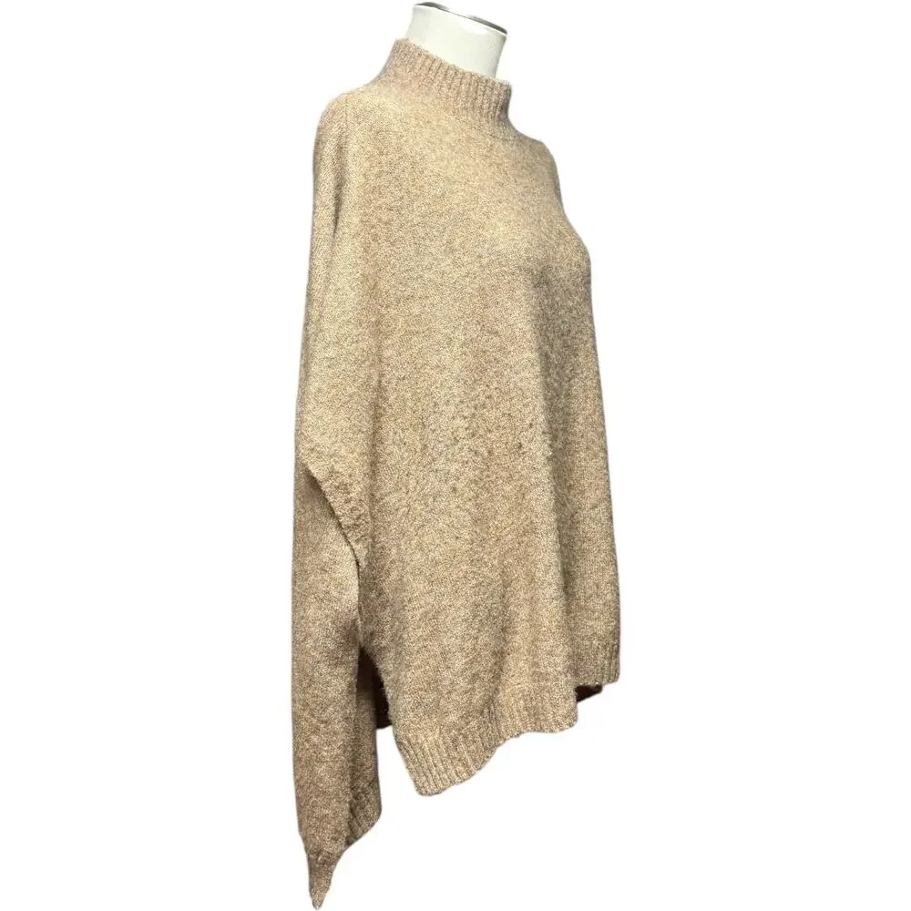 J.Crew Wool Blend Mock Neck Oversized Sleeveless Sweater Tan One Size